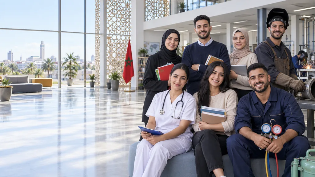 Des apprenants du centre de formation à Marrakech : santé, langues, métiers techniques.